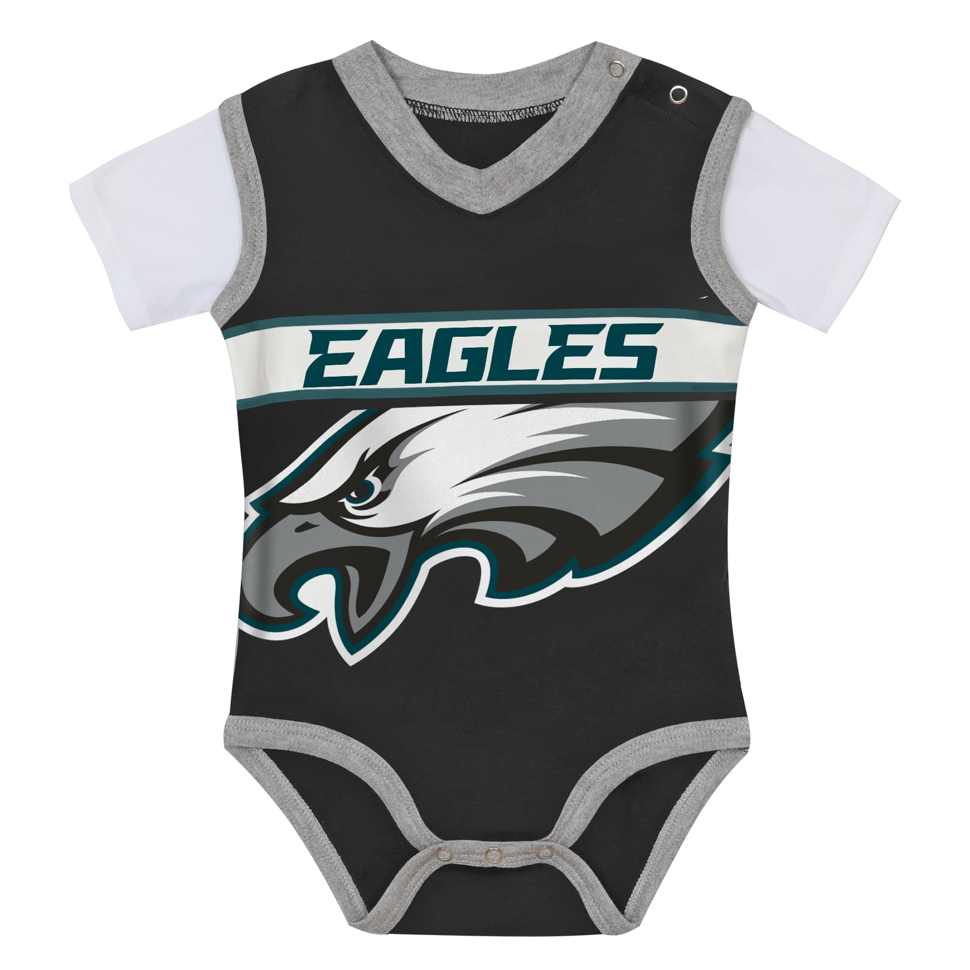Ensemble body et pantalon deux pièces en jersey noir/gris chiné Philadelphia Eagles pour bébé Outerstuff